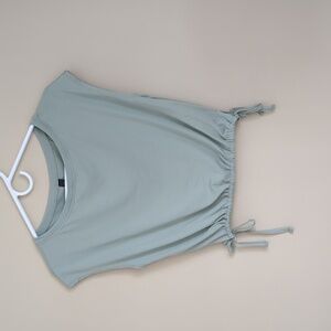 XS Solid Green Kyodan Tie Bottom Shirt Top Stretchy Lightweight